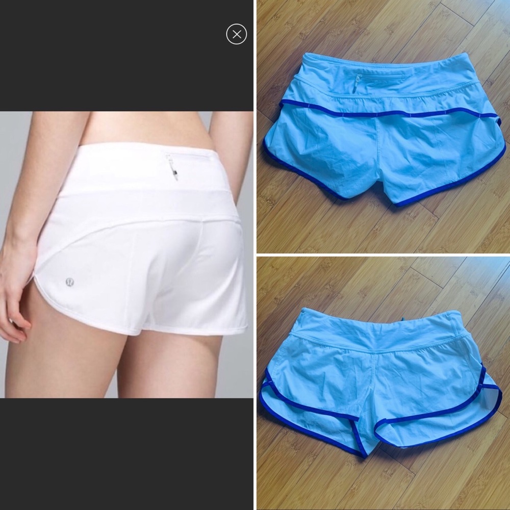 NWOT Lululemon White/Blue Piping Speed Up Short